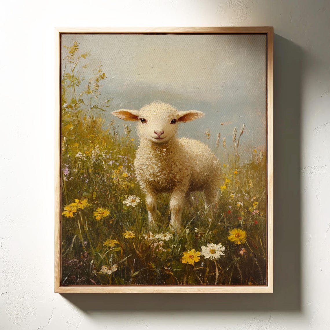 Serene Lamb In Wildflower Meadow Golden Light Farmhouse Poster - Image 4