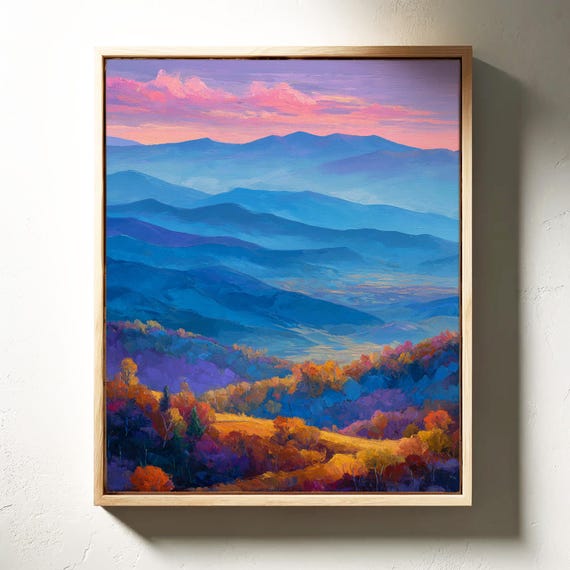 Sunset Over Vibrant Mountains Colorful Landscape Wall Art