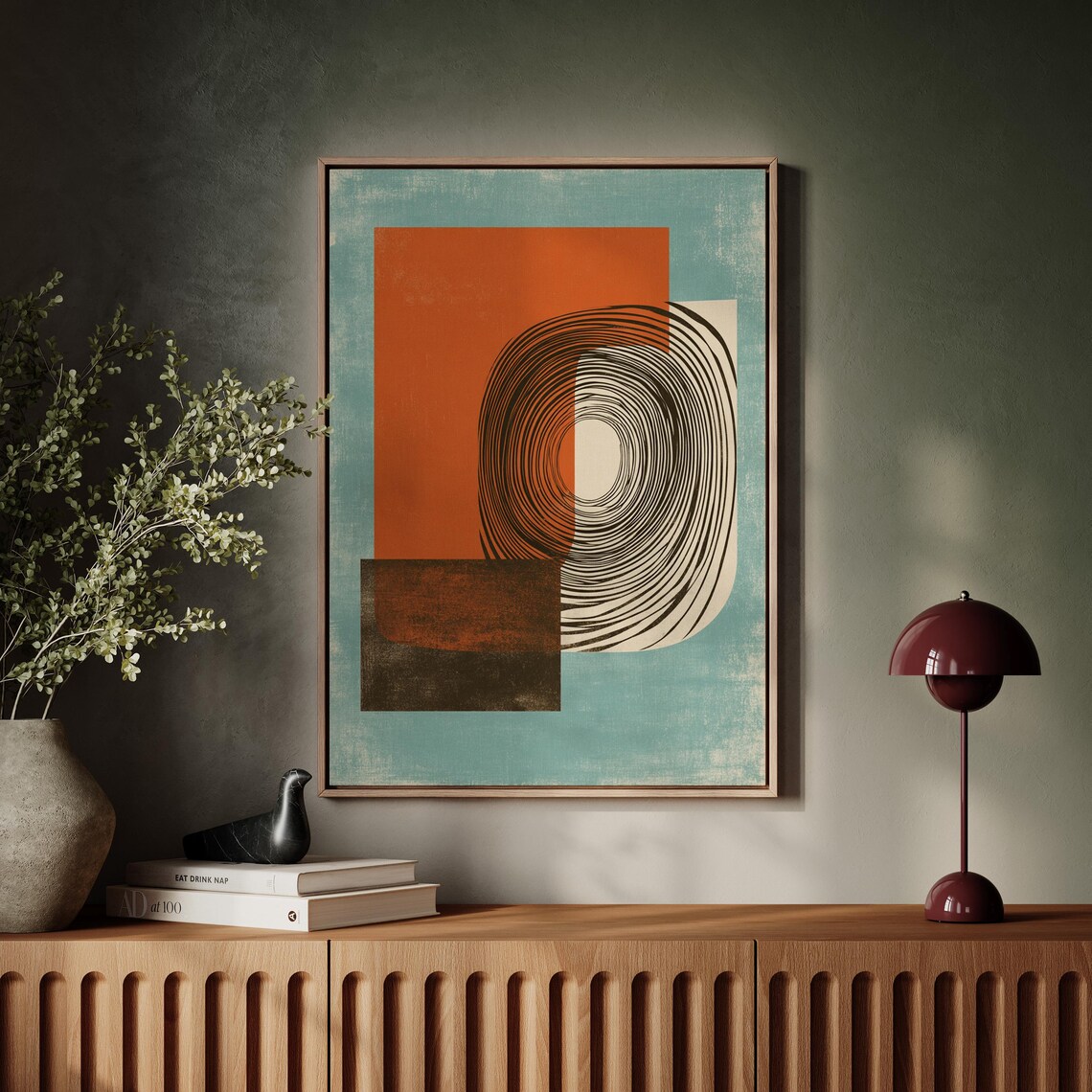 Retro Abstract Rings, Vintage Retro Art Print