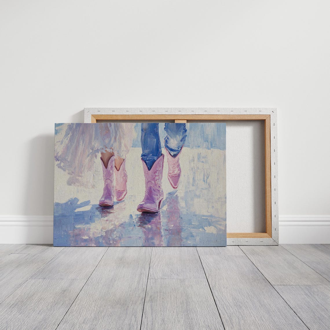 Pink Cowboy Boots On Wedding Day Rainy Stroll Painting Poster - Image 4