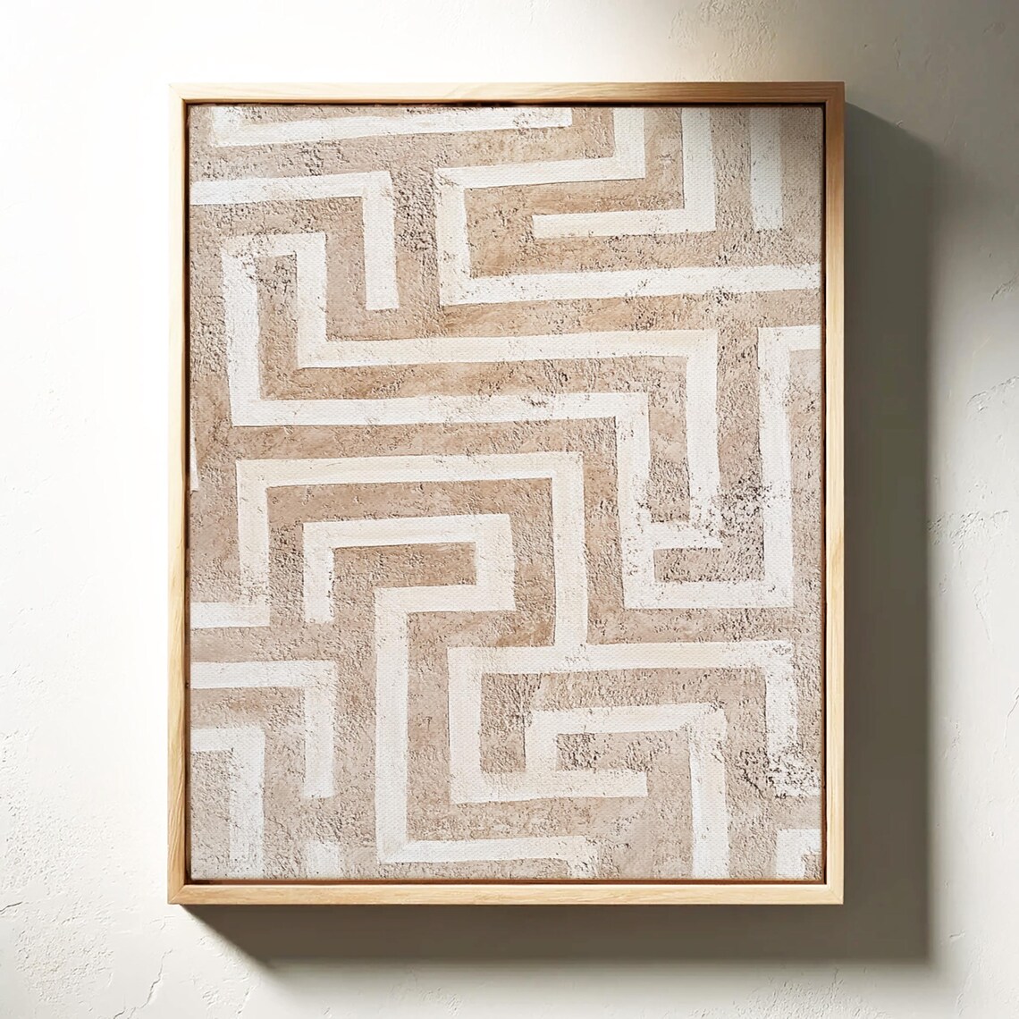 Neutral Geometric Textured Maze Pattern, Modern Boho Decor - Image 4