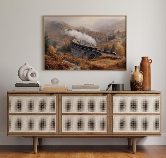 Steam Train Crossing Glenfinnan Viaduct Autumn Highlands Poster