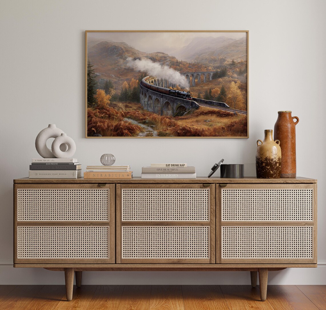 Steam Train Crossing Glenfinnan Viaduct Autumn Highlands Poster