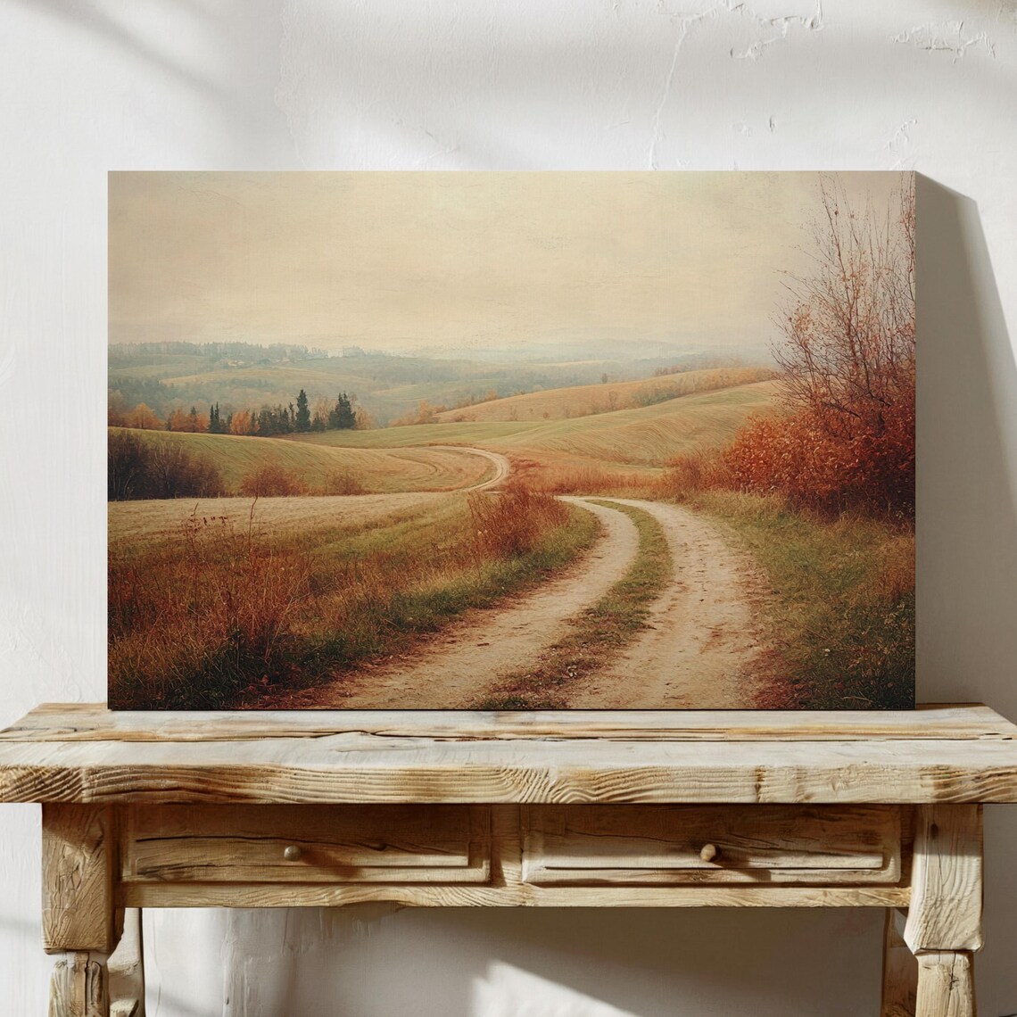 Rustic Countryside Path, Serene Rolling Hills Landscape - Image 7