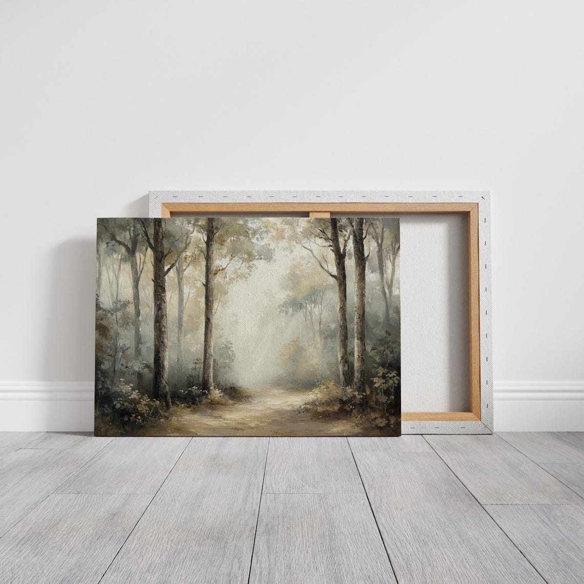 Serene Forest Path Wall Art Misty Trees In Morning Light Nature Inspired Tranquil Landscape - Image 3