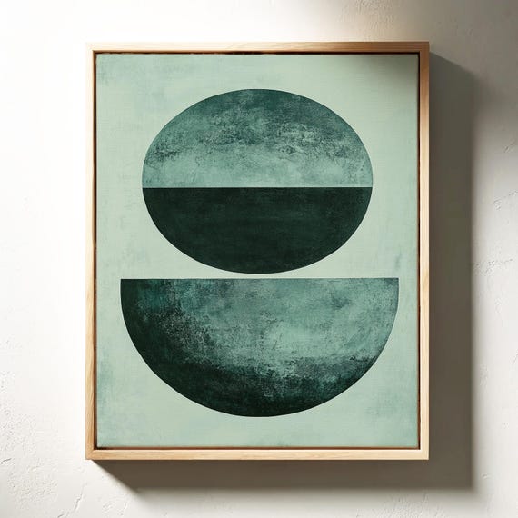 Green Abstract Geometric Circle Canvas