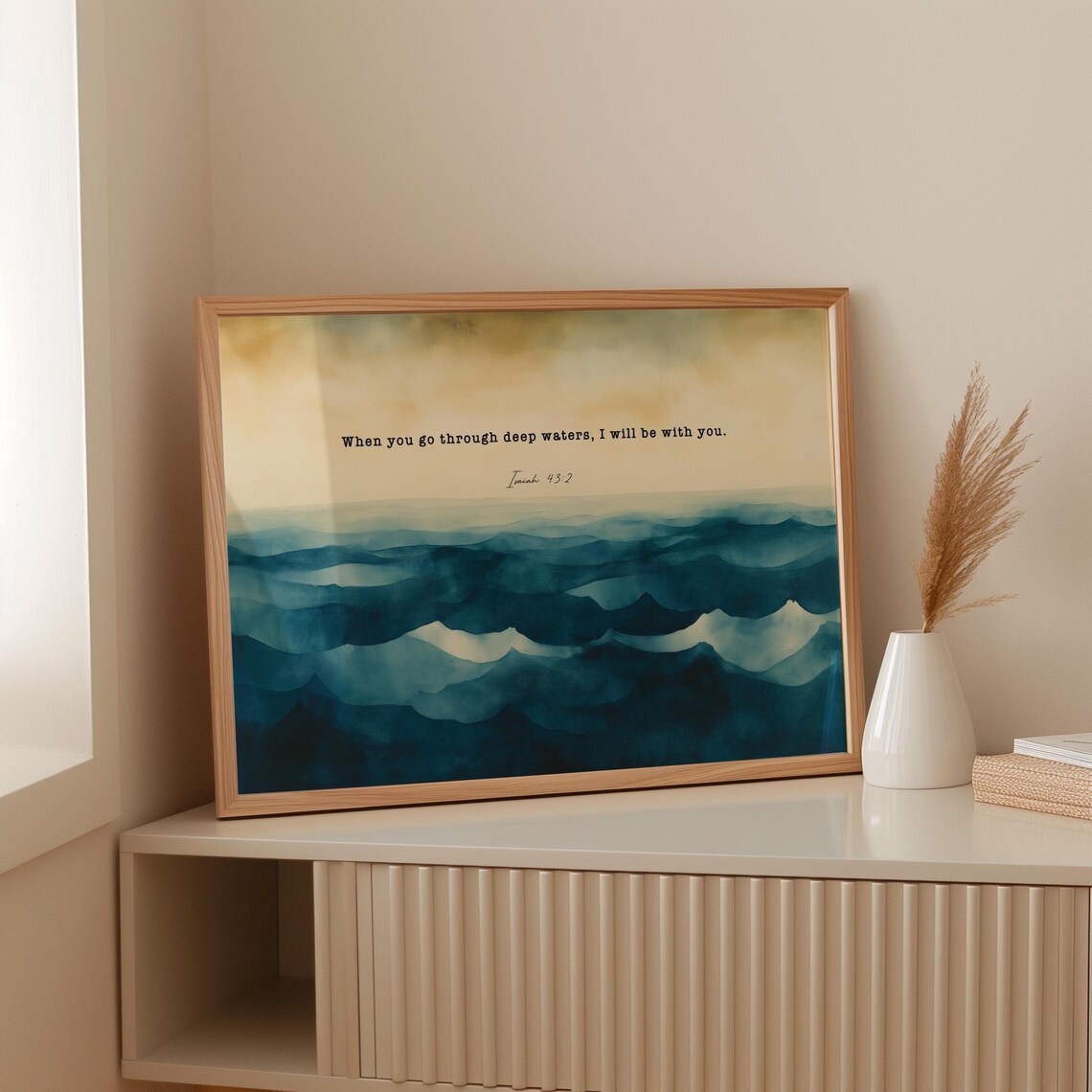 When You Go Through Deep Waters, Isaiah 43:2 Watercolor - Image 5