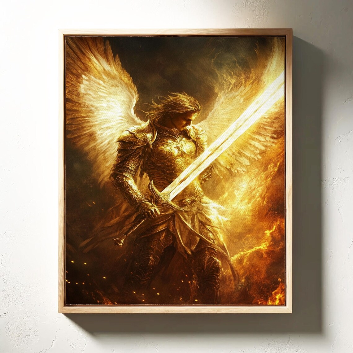 Celestial Warrior Angel Art Print, Fantasy Decor