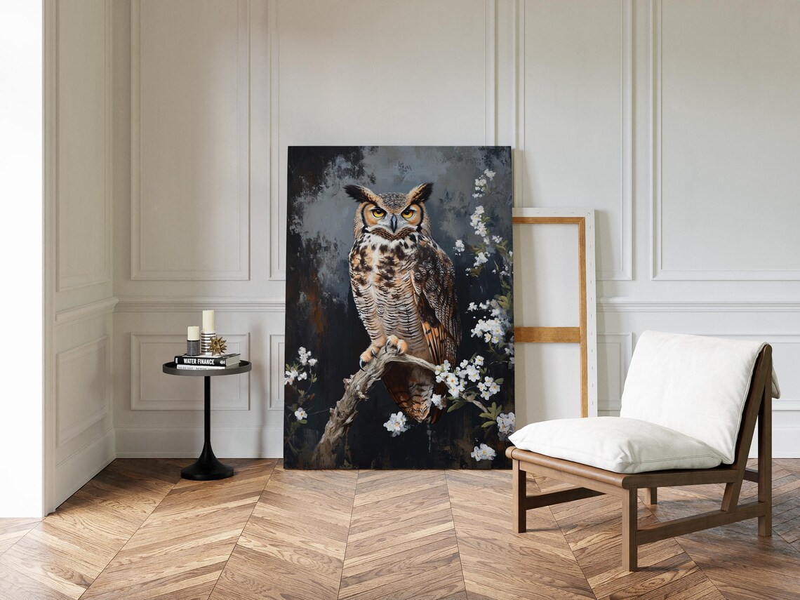 Great Horned Owl Art Print, Rustic Decor - Image 5