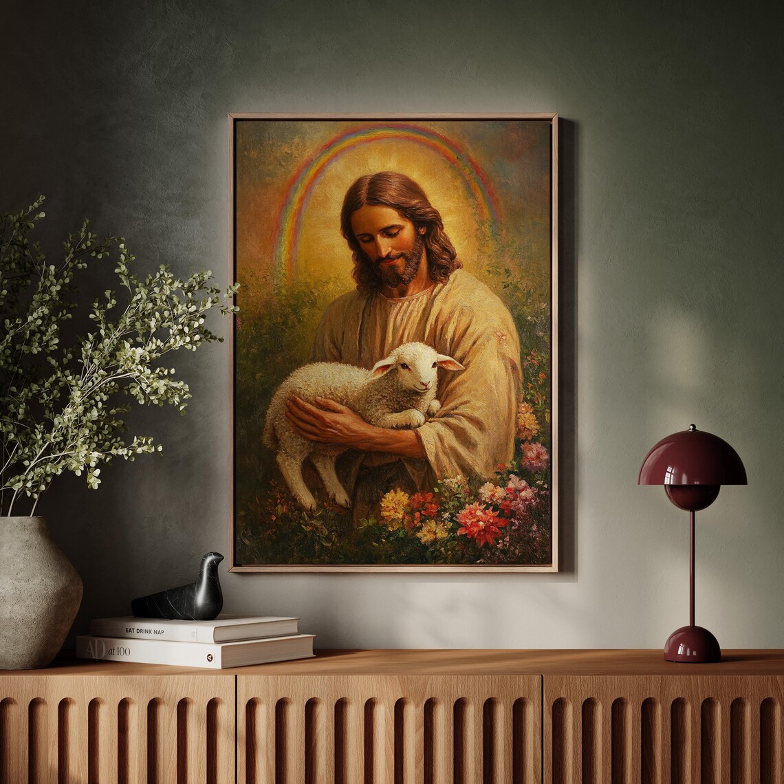 Jesus Holding Lamb, Christian Religious Wall Art - Image 3