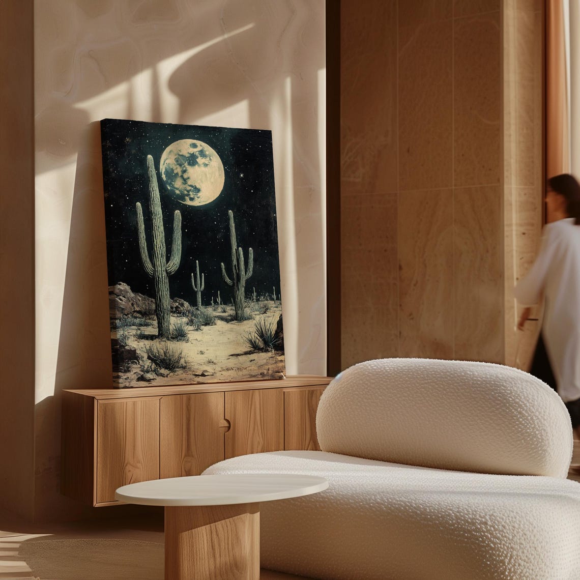 Full Moon Over Saguaro Cactus Desert Starry Night Southwest Poster - Image 5