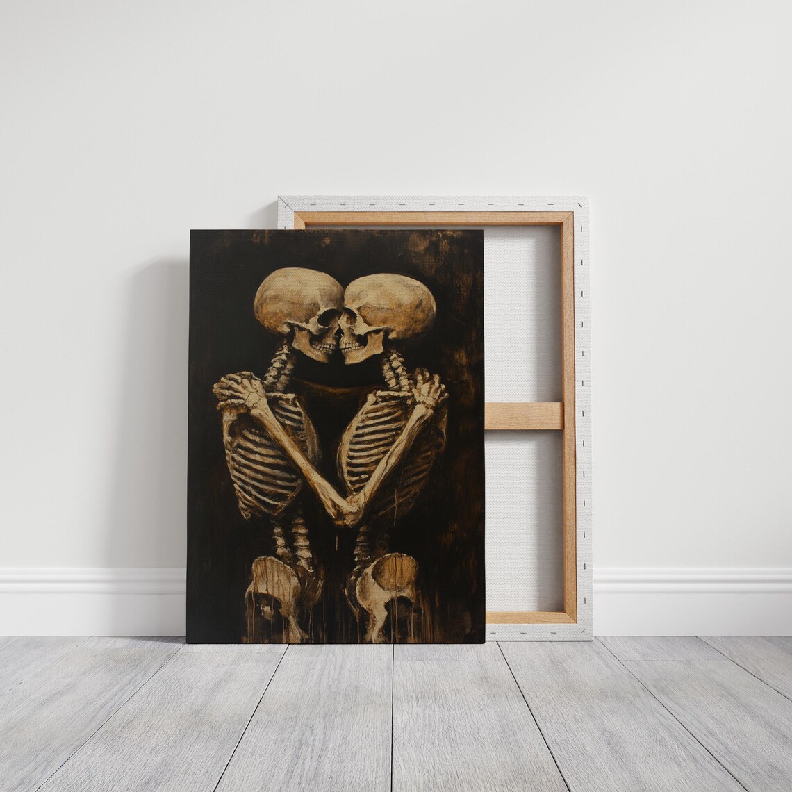 Eternal Love Skeleton Embrace Gothic Romantic Art Print - Image 6