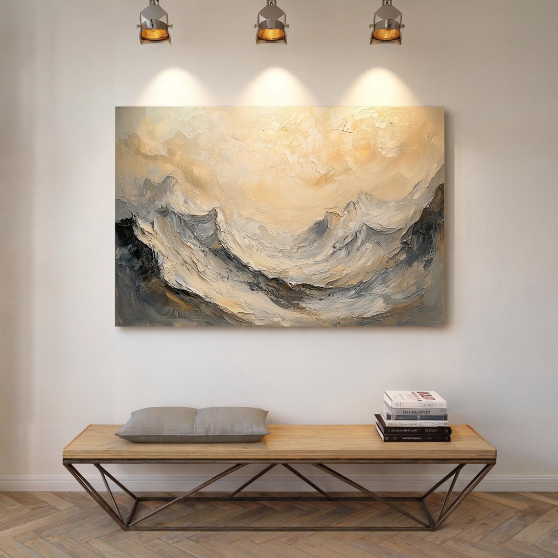 Abstract Mountain Landscape, Neutral Wall Art Print - Image 3