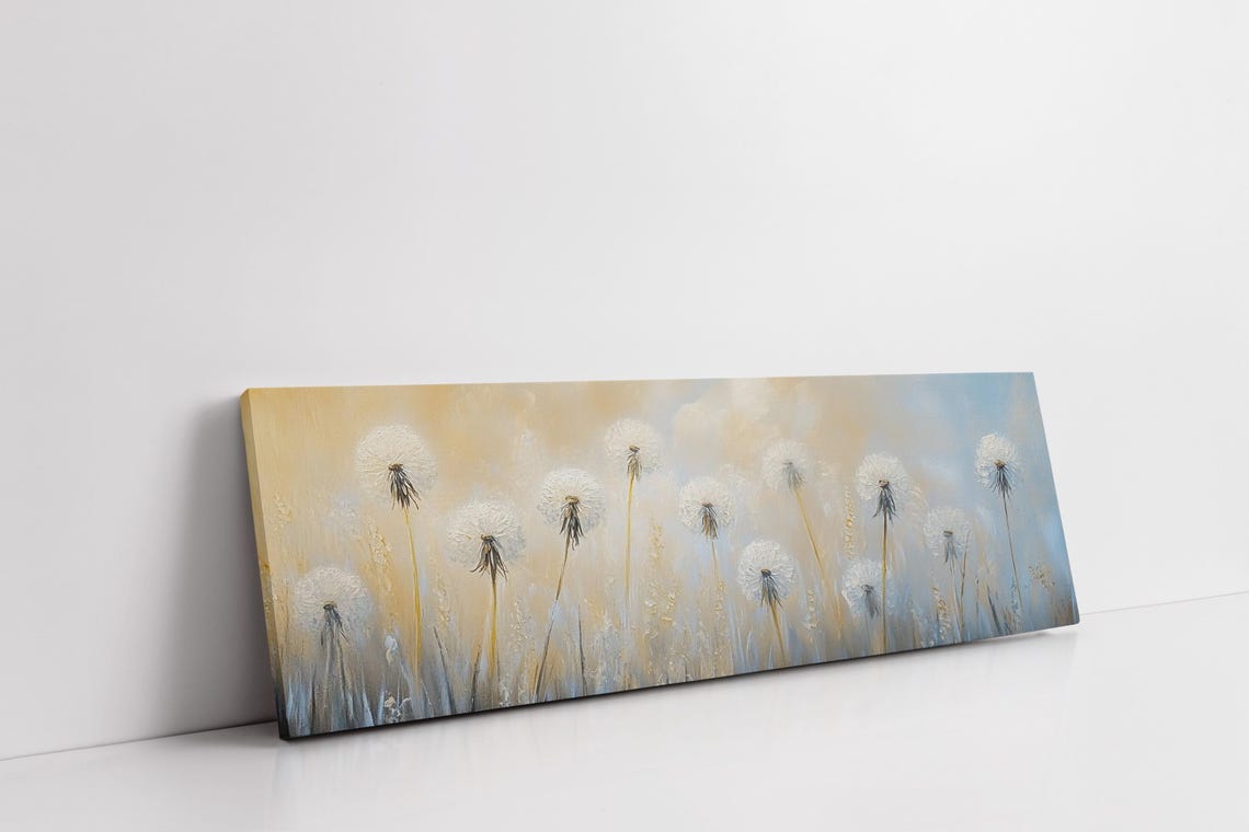 Soft Dandelion Field Dreamy Neutral Minimalist Floral Art Poster - Image 3
