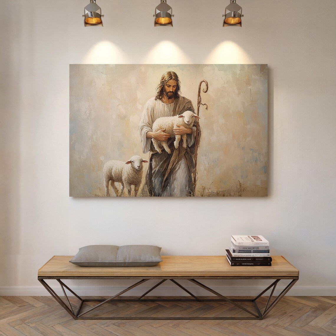 Jesus Carrying A Lamb Christian Shepherd Art Print - Image 4