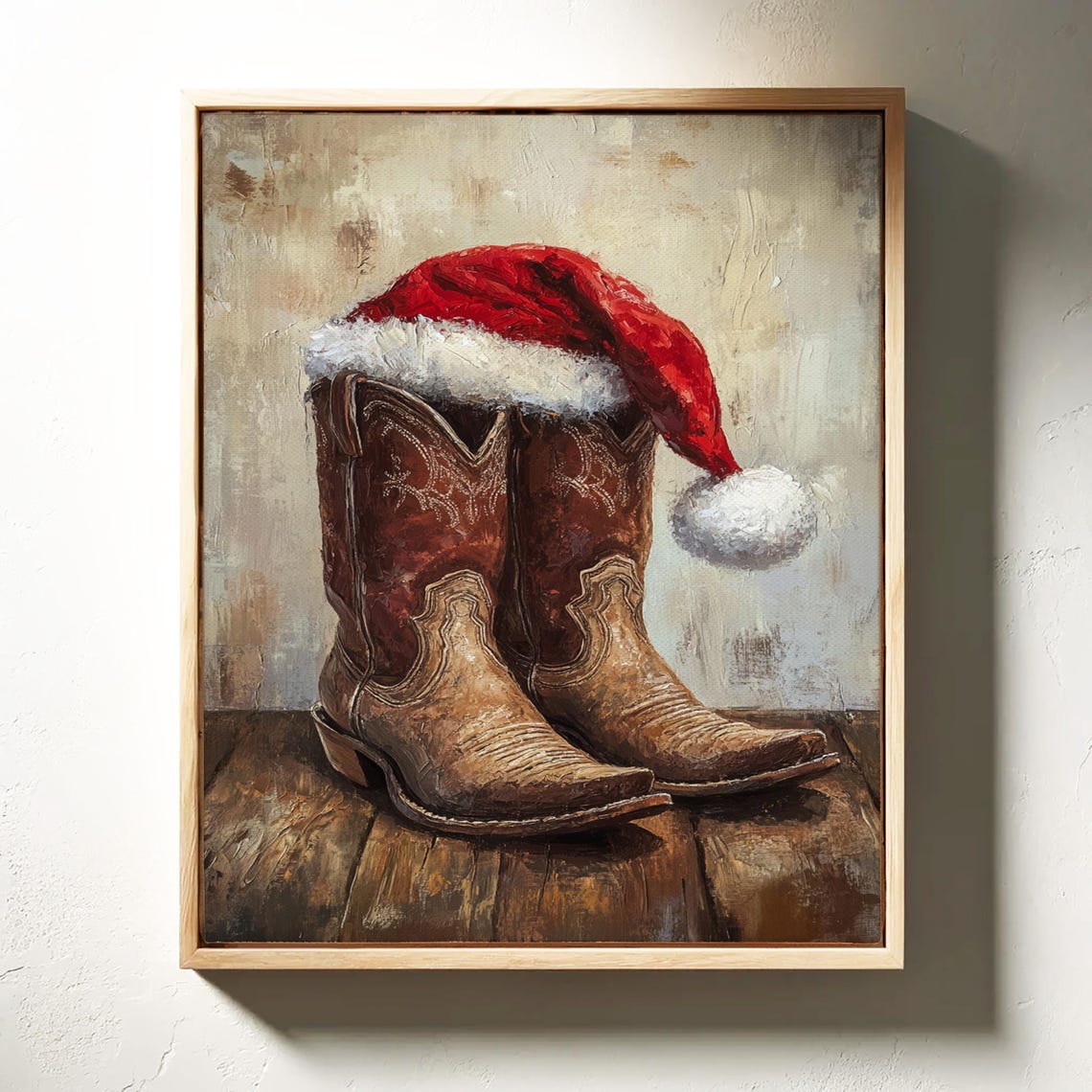 Christmas Cowboy Boots with Santa Hat Festive Western Poster - Image 4