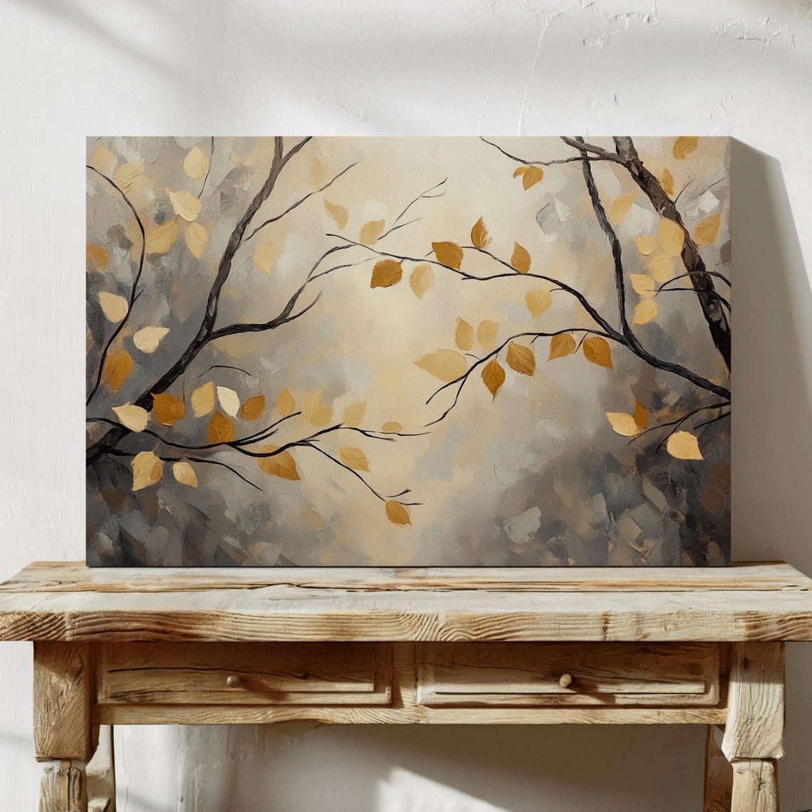 Golden Autumn Leaves Abstract Branches Warm Neutral Nature Poster - Image 4