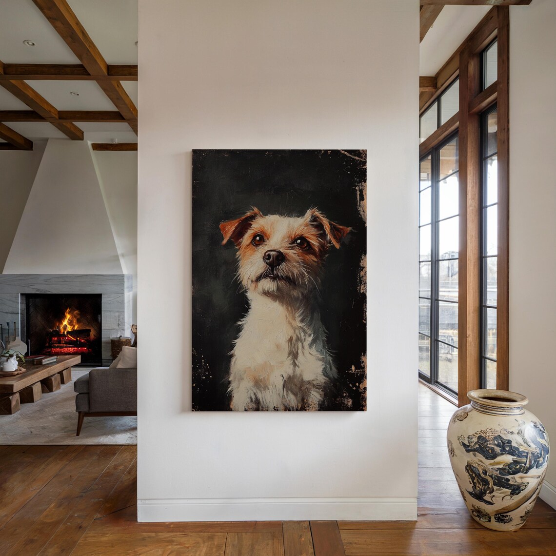 Rustic Terrier Portrait Vintage Oil Painting Style Farmhouse Poster - Image 5