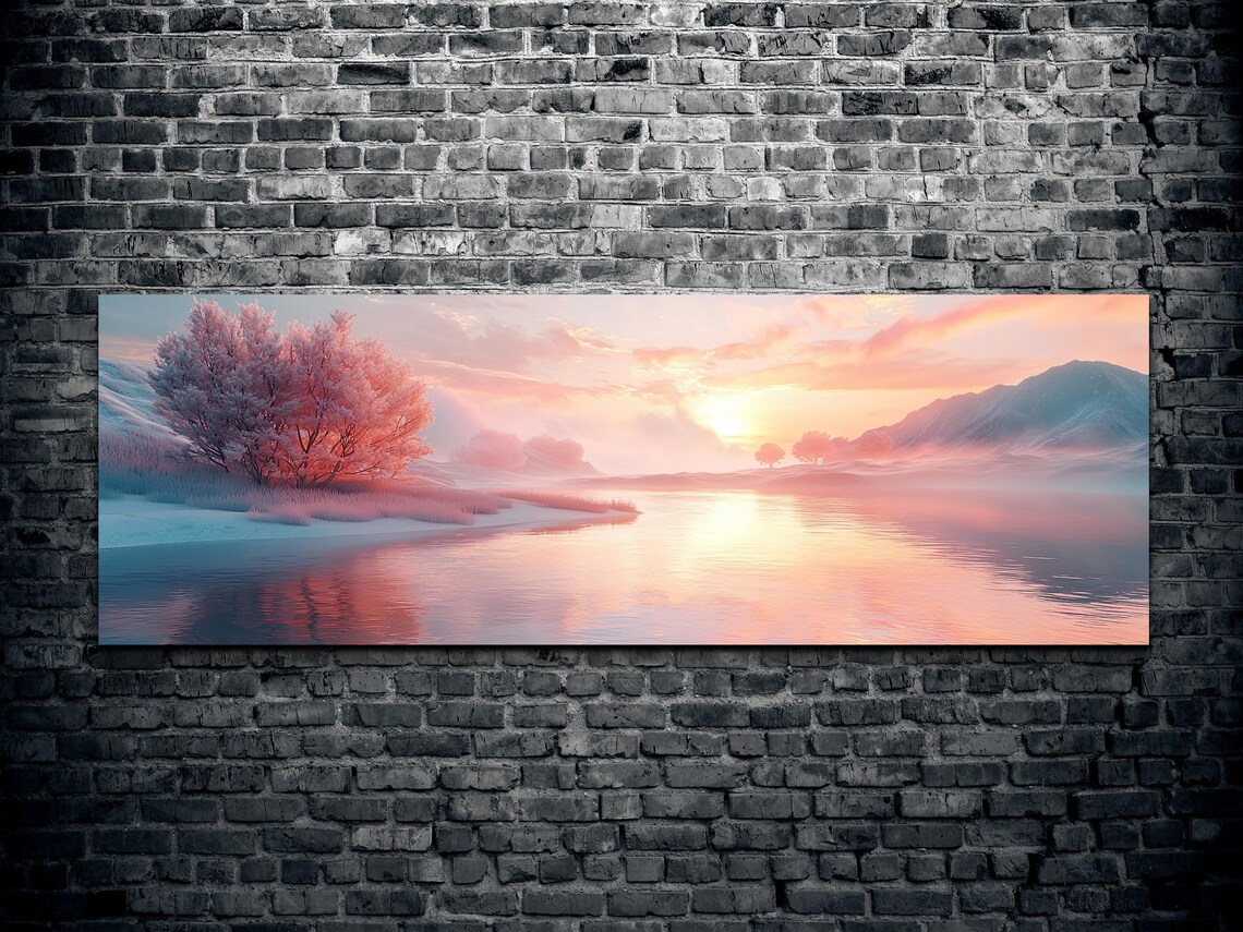Pink Sky Sunset, Forest Lake Beach House Art - Image 2