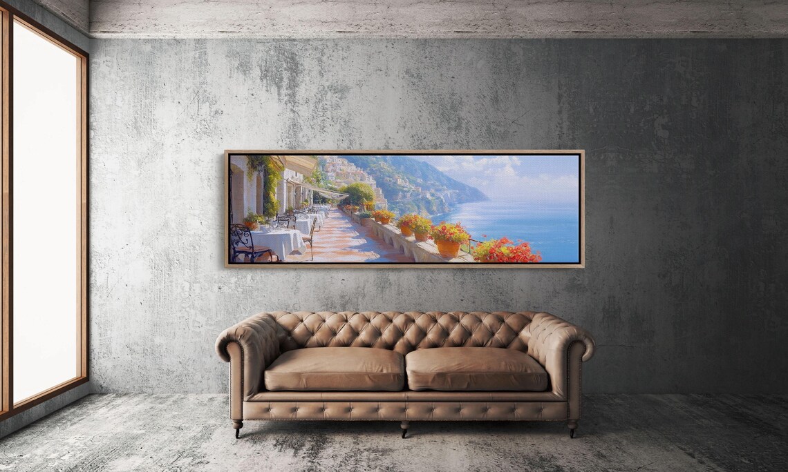 Amalfi Coast Balcony Sea View Mediterranean Terrace Travel Poster