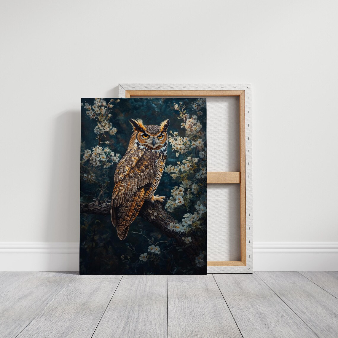 Majestic Great Horned Owl Art, Woodland Decor - Image 3