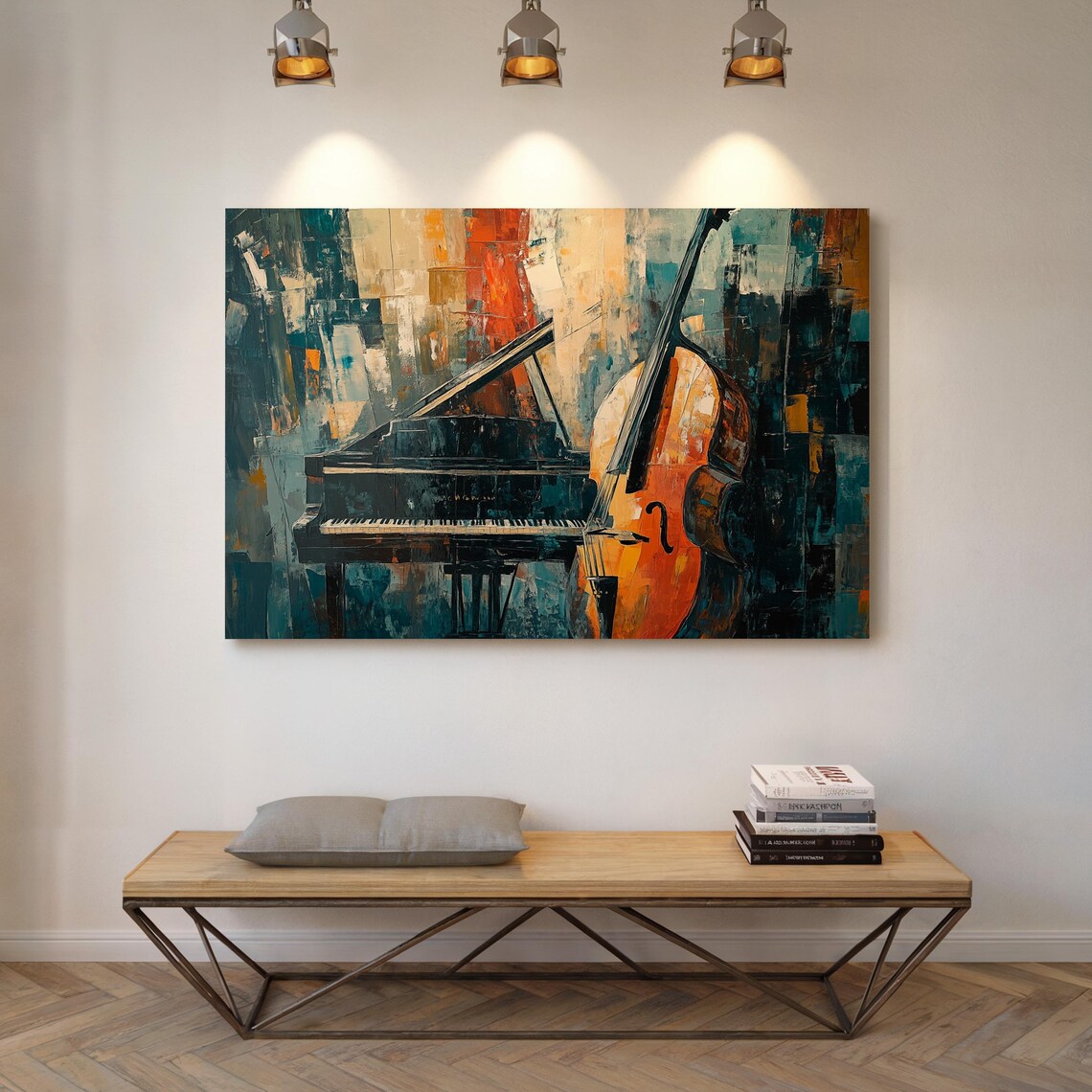 Abstract Piano and Cello Art, Modern Music Room Print - Image 5