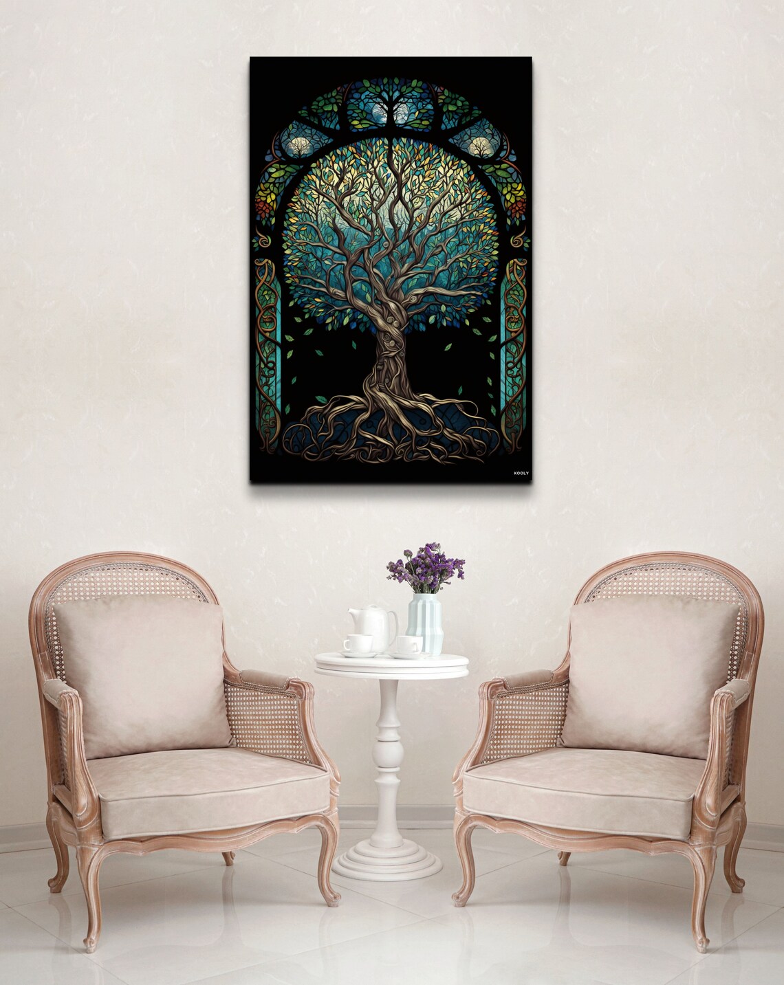 Tree Of Life Yggdrasil Stained Glass Art Print - Image 2