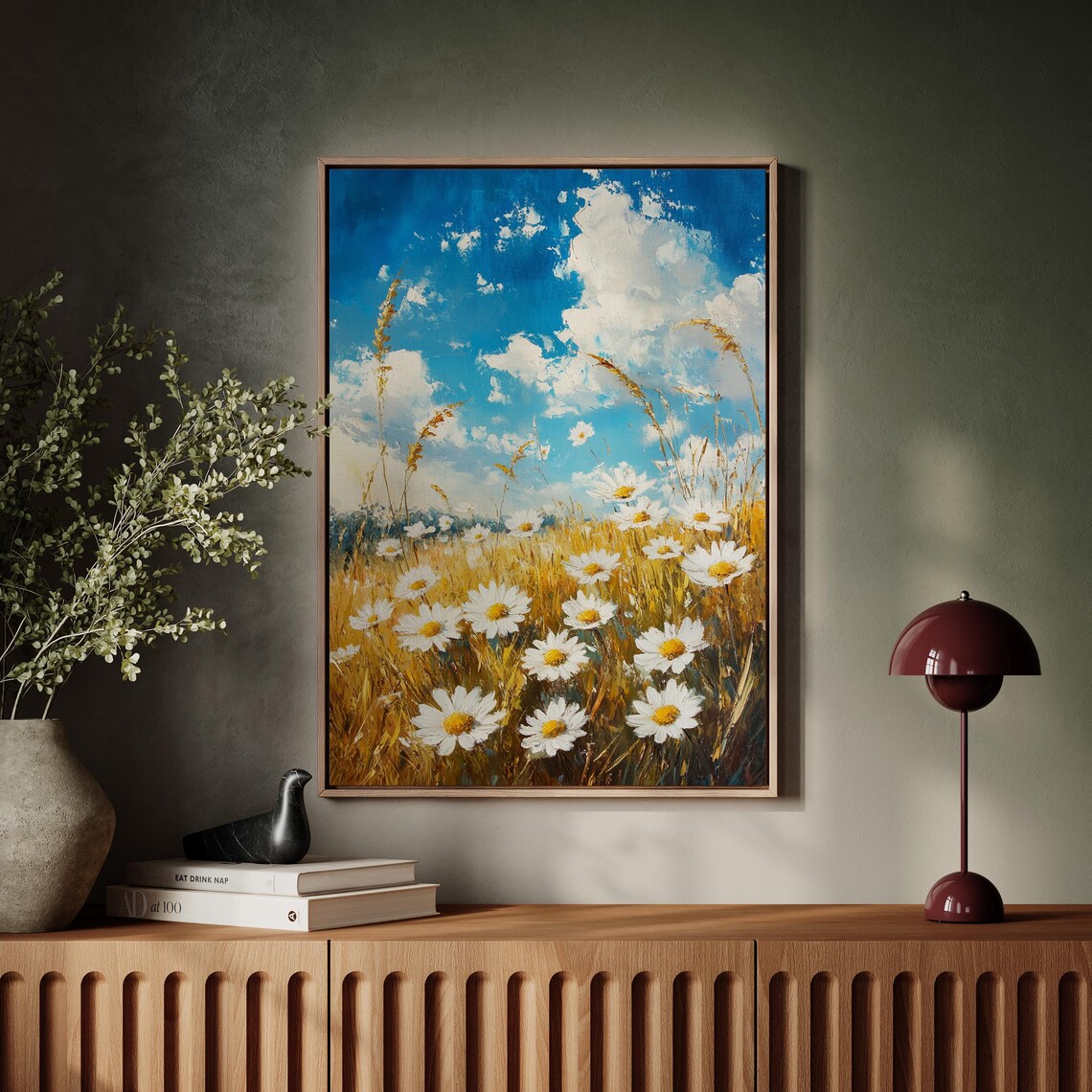 Sunny Field Of Daisies, Cheerful Meadow Landscape - Image 7