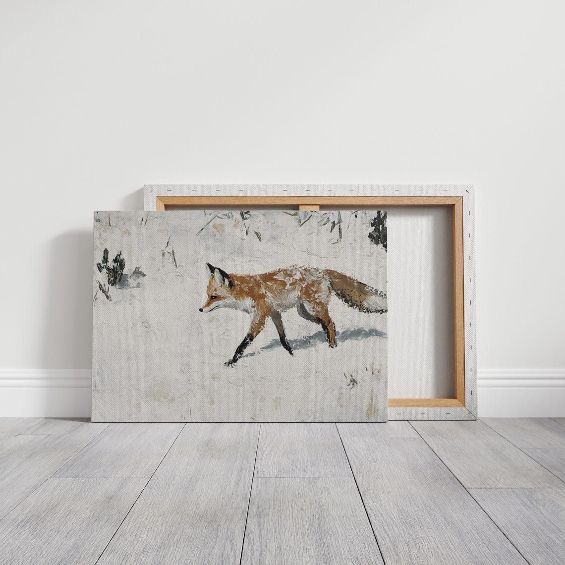 Red Fox Walking Through Fresh Snow Minimalist Wildlife Poster - Image 4