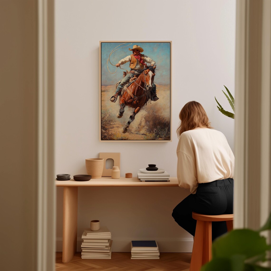 Cowboy Swinging a Lasso from a Galloping Horse Western Poster - Image 3