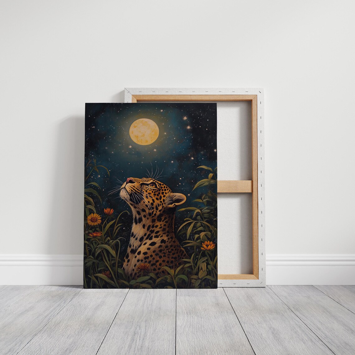 Leopard Under Full Moon, Mystical Wildlife Scene - Image 3