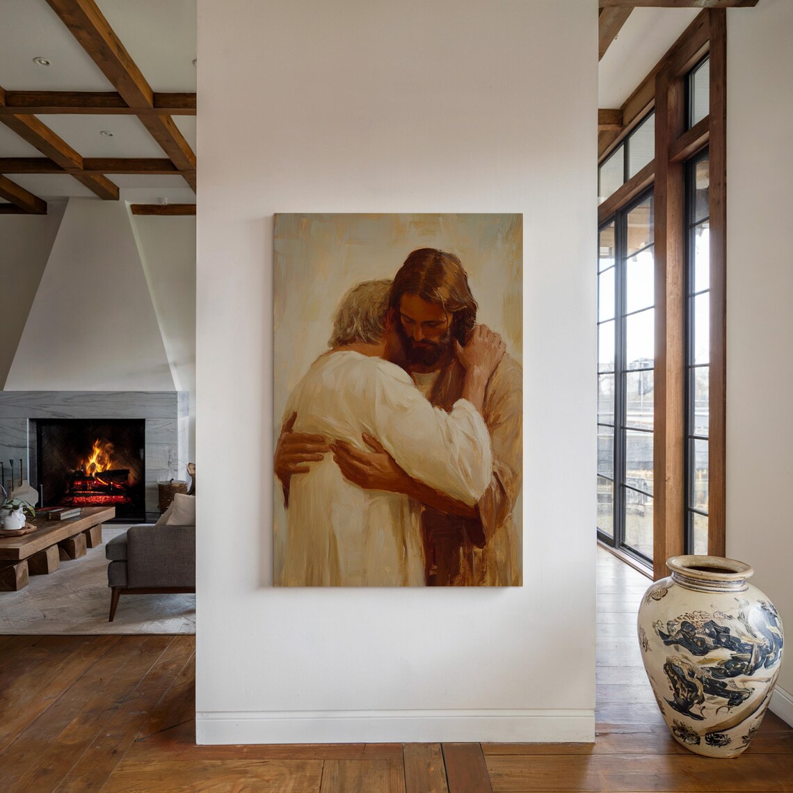 Jesus Embracing Older Man Comfort Mercy Christian Faith Poster - Image 4