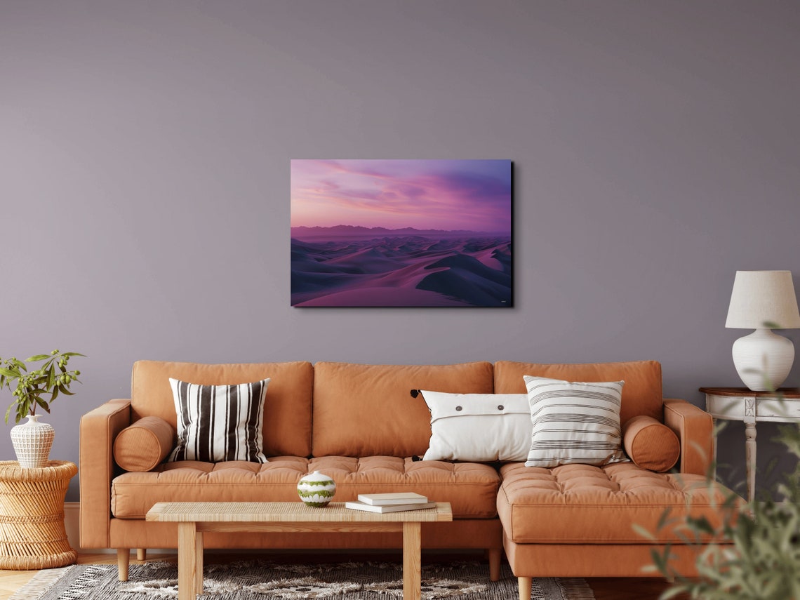 Desert Dunes At Dusk Pink Purple Sunset Minimalist Photo Style Poster - Image 5