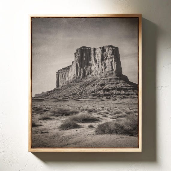Monument Valley Butte Black And White Desert Wall Art