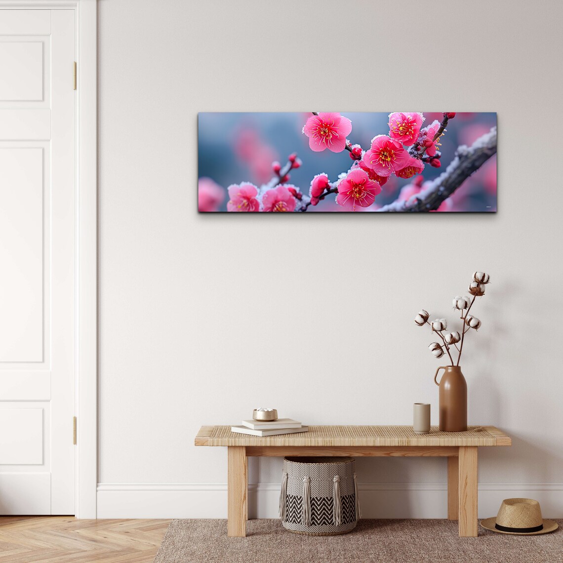 Pink Cherry Blossom Tree Branch, Large Artwork - Image 5