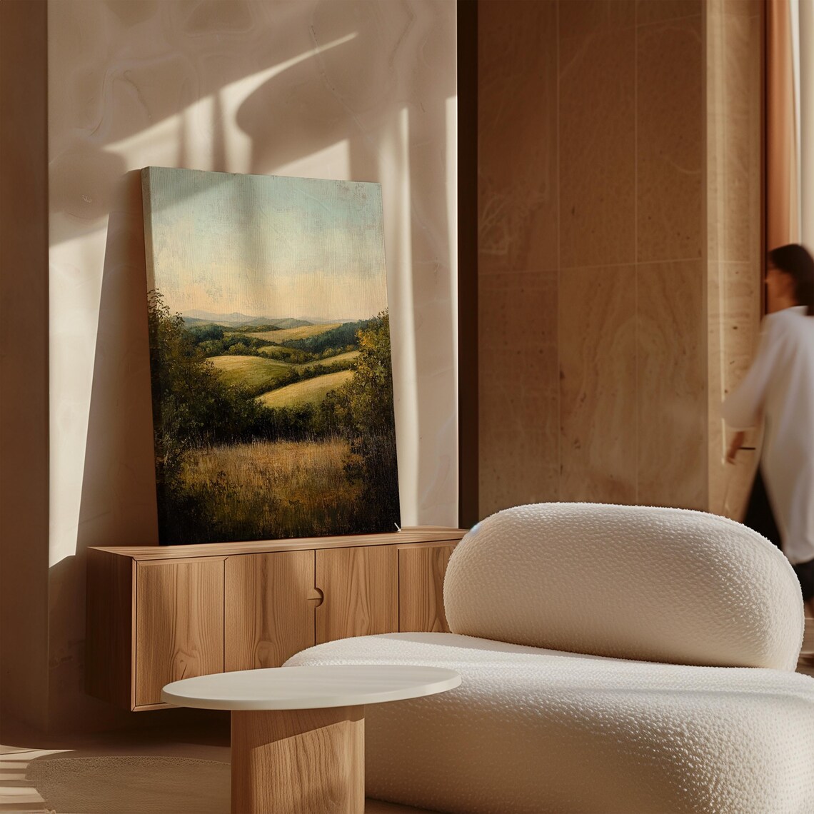 Sunlit Rolling Countryside Hills Dusk Landscape Painting Poster - Image 4