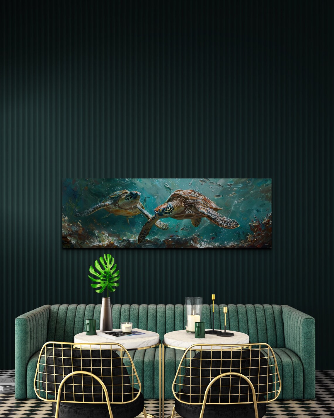 Sea Turtle Panoramic Ocean Art Print - Image 5