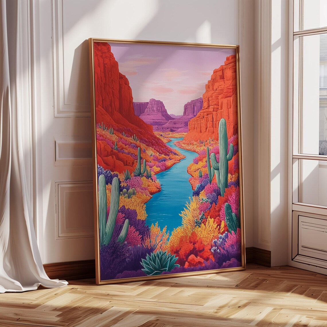 Desert Canyon River Art Print, Southwest Landscape - Image 5