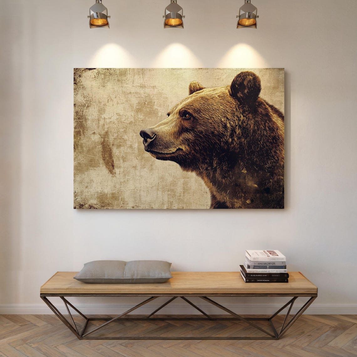 Grizzly Bear Profile on Aged Parchment Vintage Wildlife Poster - Image 5