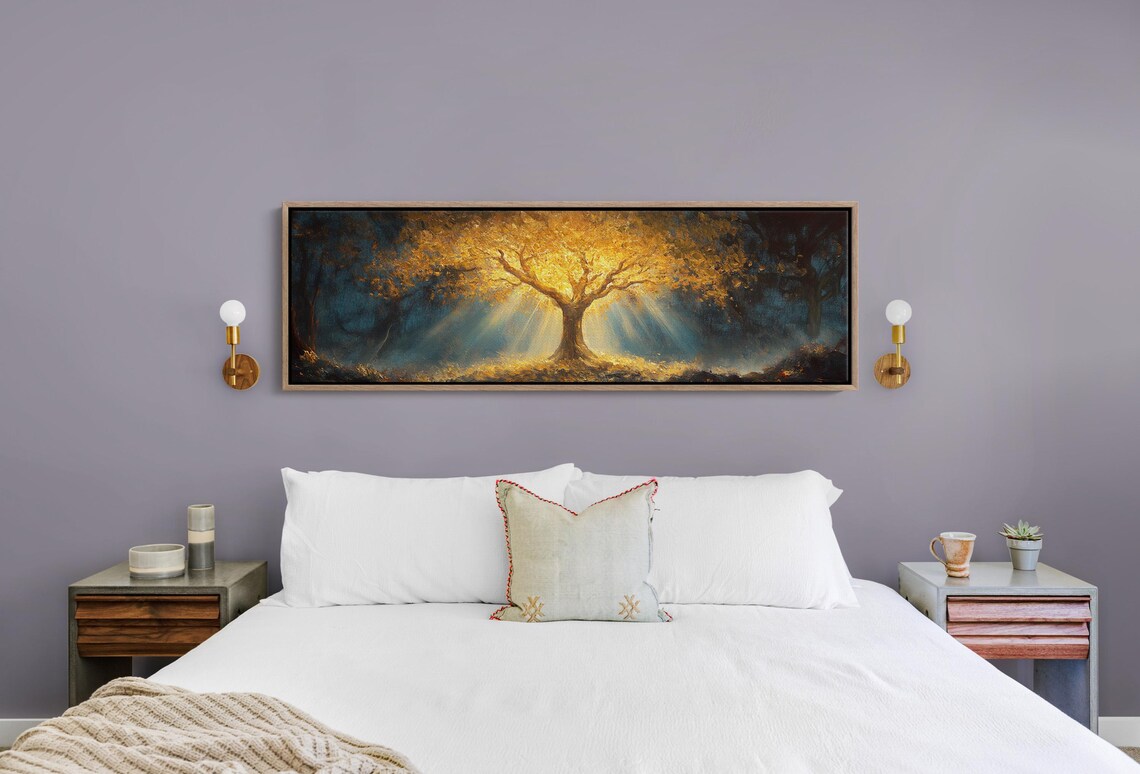 Golden Tree Of Light, Mystical Forest Art Print - Image 5