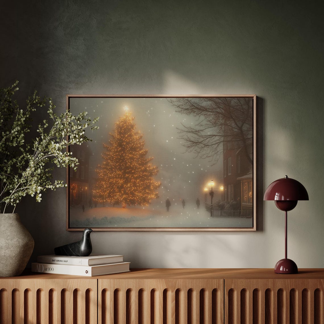 Glowing Christmas Tree In Snowy Evening Park Winter Dusk Poster - Image 4