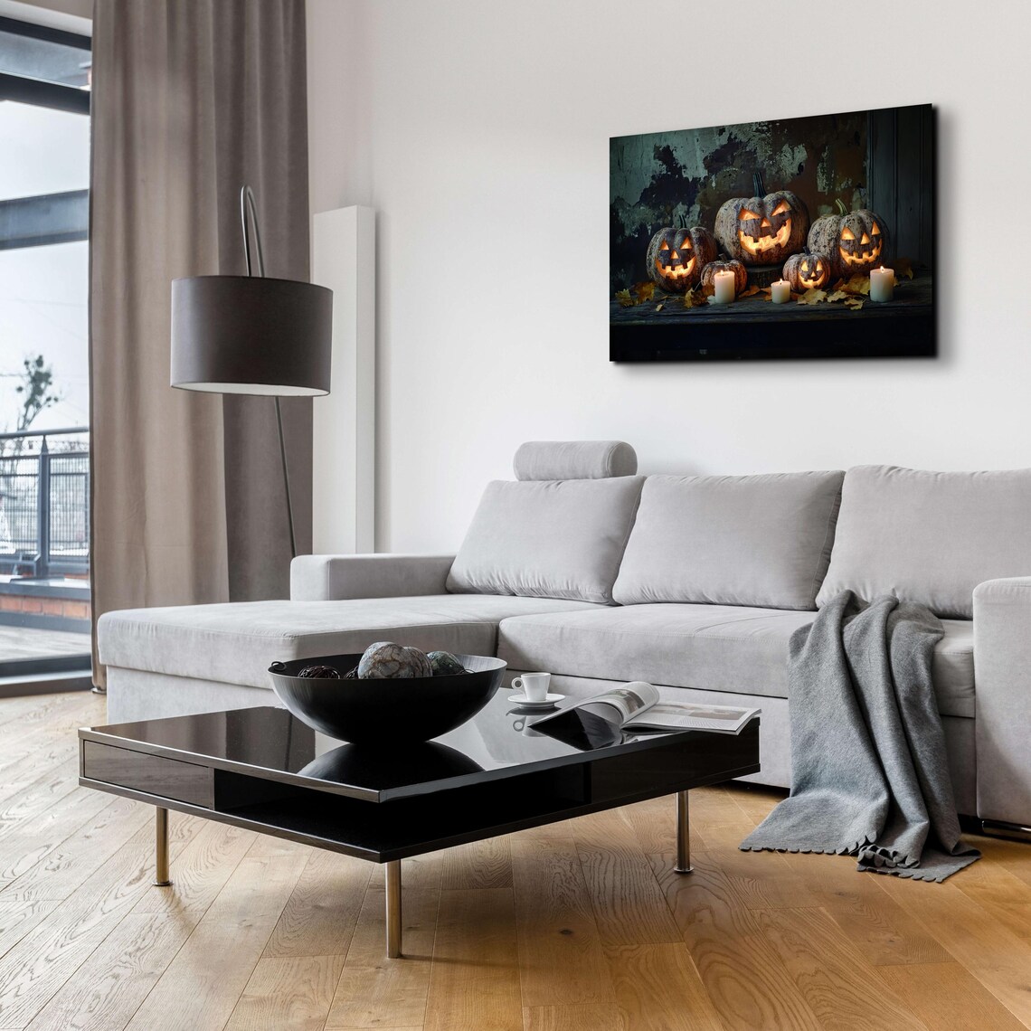 Halloween Pumpkin In A Gothic Window, Spooky Season Art - Image 5
