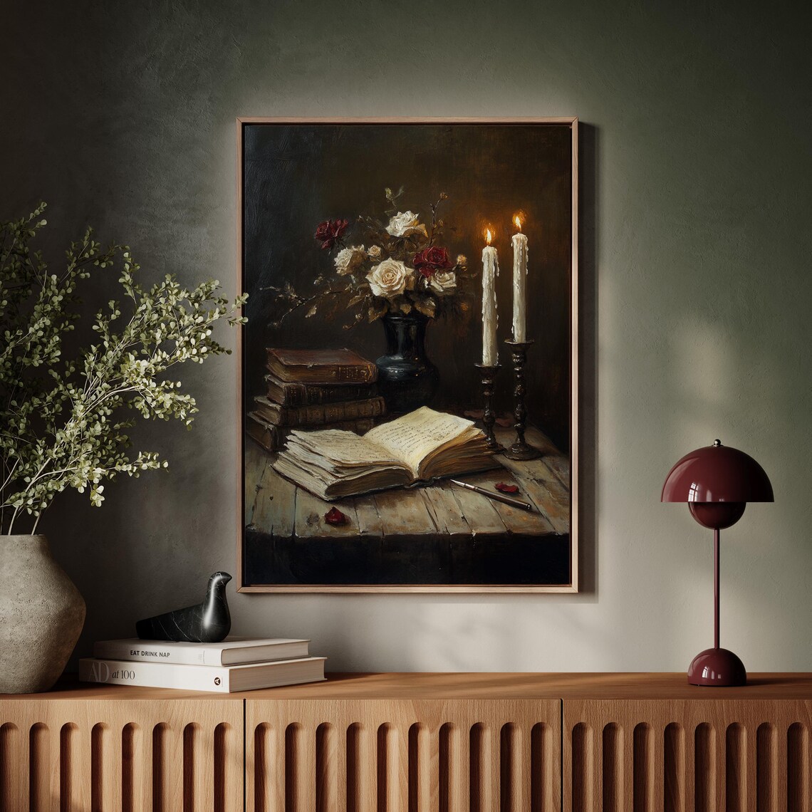 Romantic Vintage Still Life With Roses, Candles - Image 7