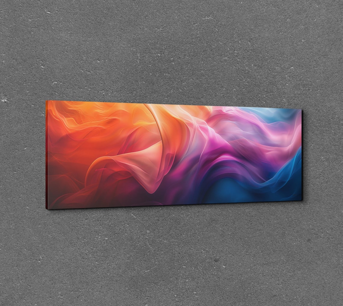 Silky Abstract Wave Orange Pink Blue Flowing Smoke Art Poster - Image 3