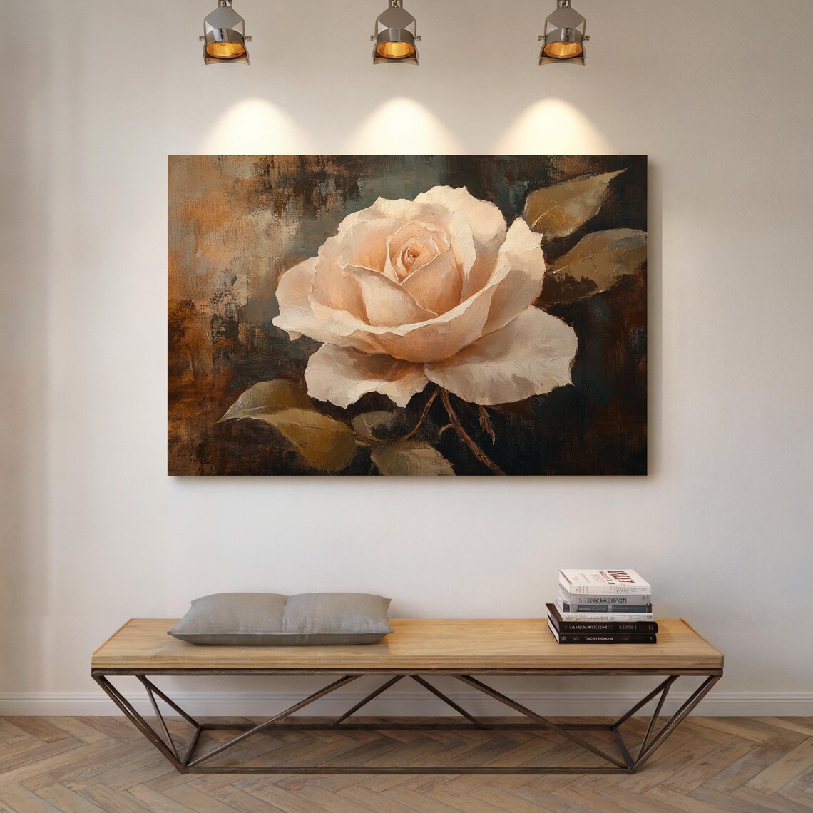 Cream White Rose Bloom Vintage Floral Oil Painting Elegant Poster - Image 5