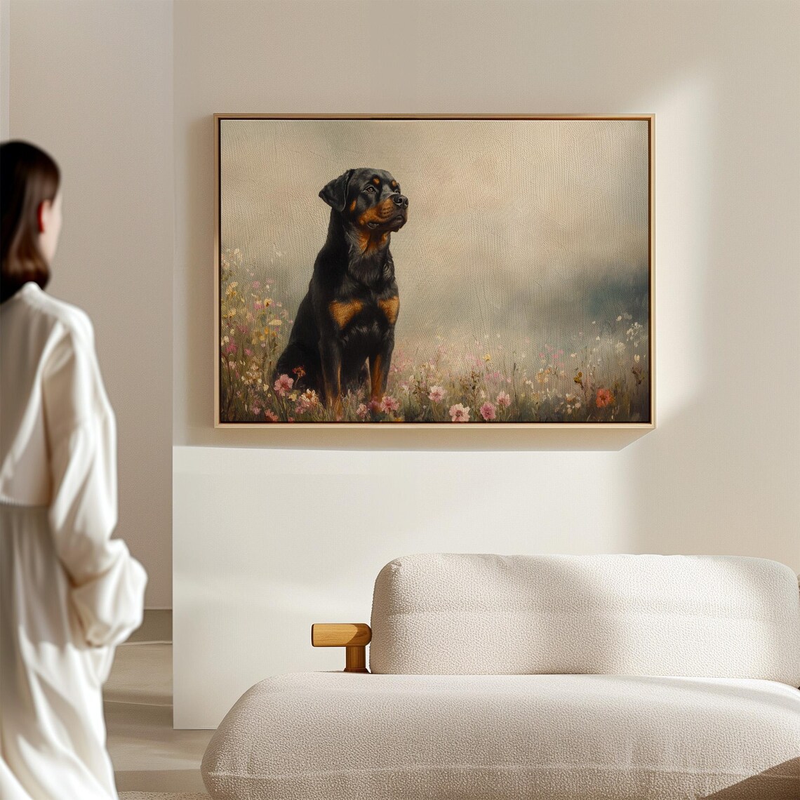 Rottweiler in Flower Meadow Vintage Art Print - Image 2