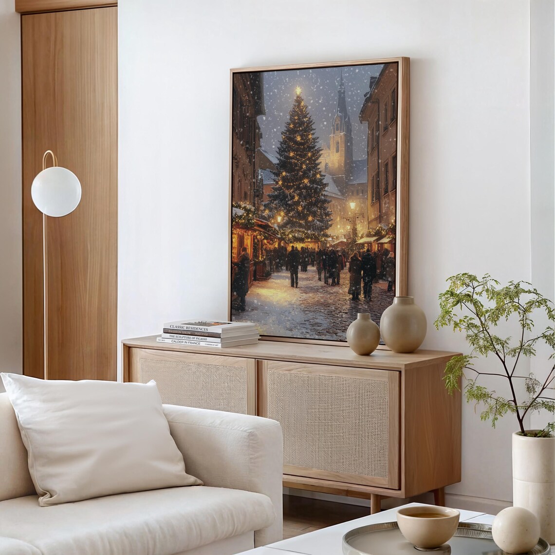 Snow Crusted Pine Trees With Lights, Farmhouse Christmas - Image 4