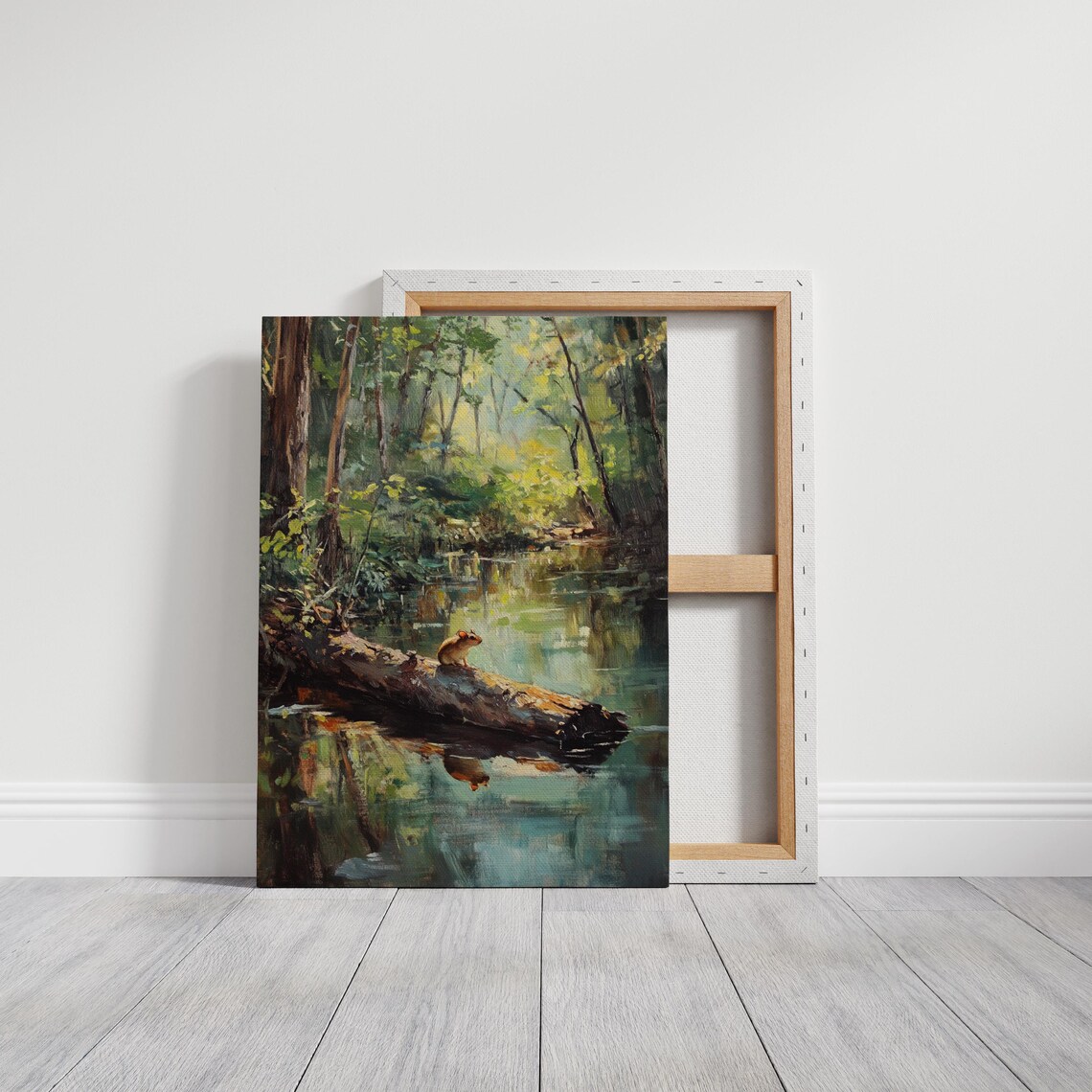 Forest Mouse On Log, Serene Woodland Art Print - Image 3
