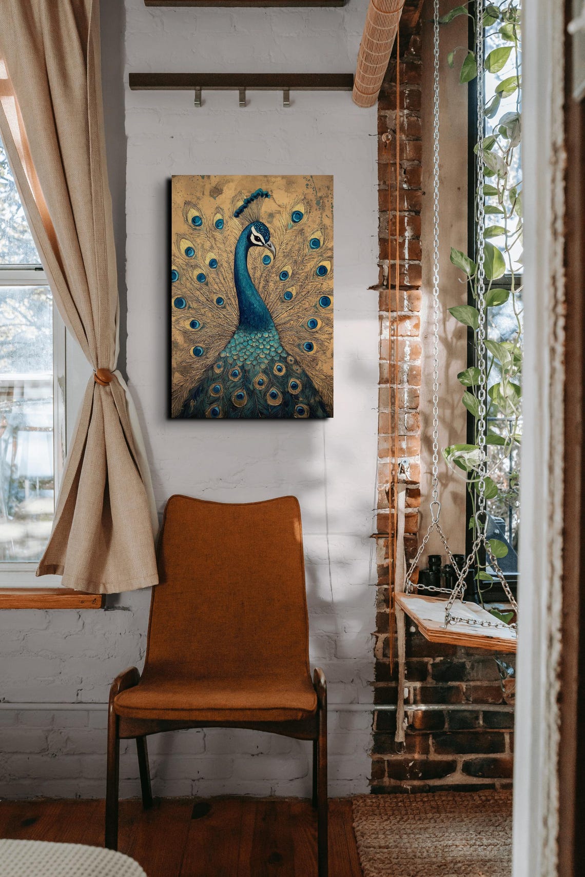 Peacock On Antique Gold Regal Plumage Elegant Bird Art Poster - Image 6
