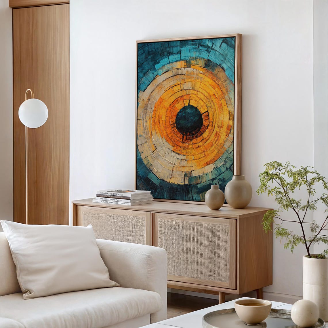 Teal And Orange Mosaic Tree Ring Abstract Botanical Decor Poster - Image 5